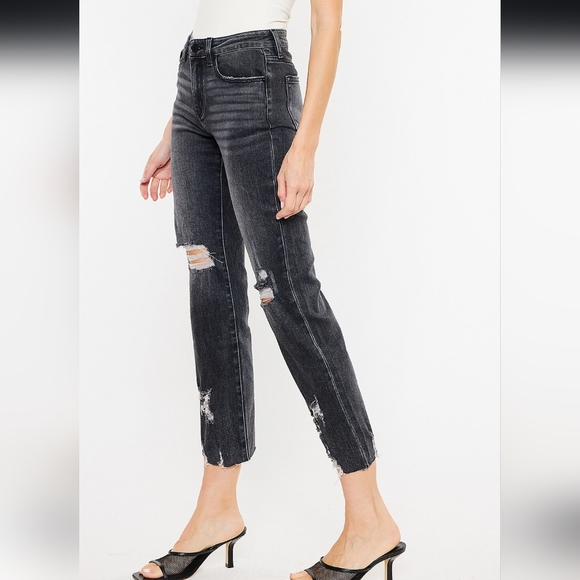 SOLD Kancan charcoal ankle length straight leg mid rise, Size 31/15 - Picture 5 of 16